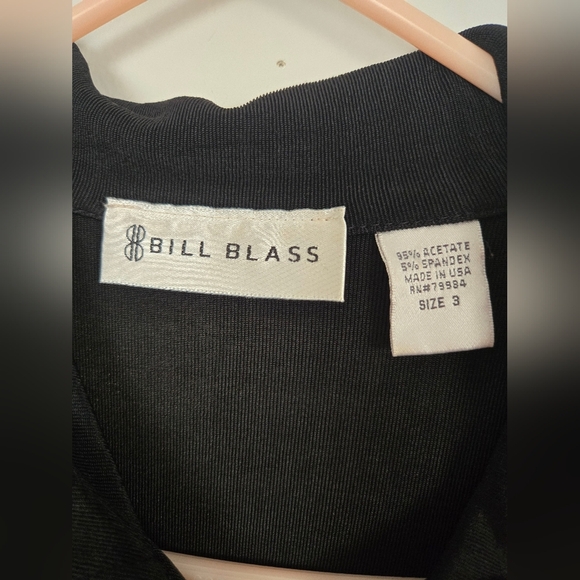 Vintage Bill Blass Women's Size 3 Black Dress Button Down Short Sleeve Collared - Picture 3 of 4